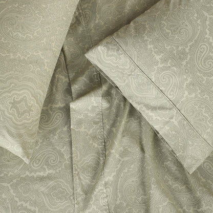 Italian Paisley 600 Thread Count Cotton Blend Deep Pocket Sheet Set - Sage