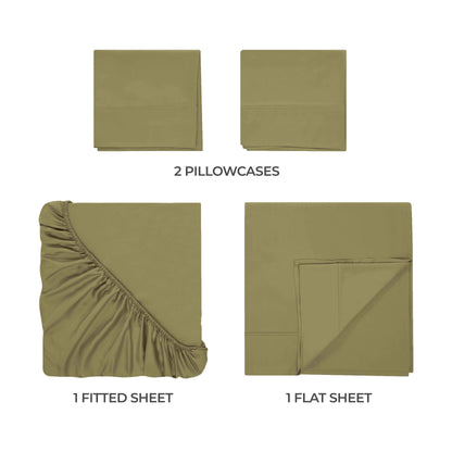 400 Thread Count Egyptian Cotton Solid Deep Pocket Sheet Set - Sage