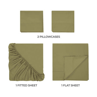 Egyptian Cotton 300 Thread Count Solid Deep Pocket Sheet Set - Sage