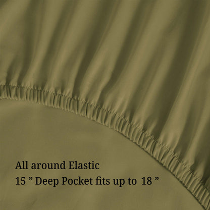 Egyptian Cotton 300 Thread Count Solid Deep Pocket Sheet Set - Sage