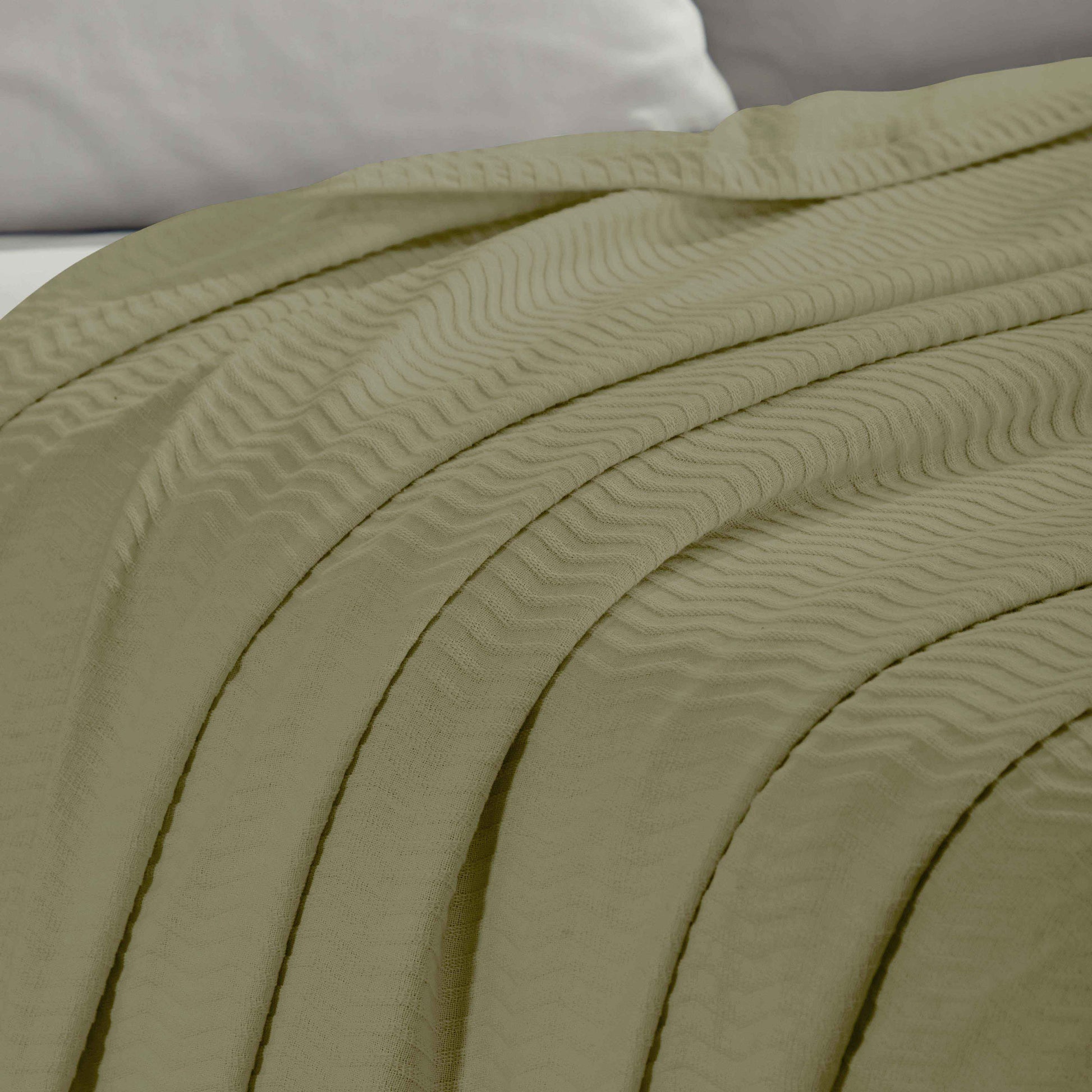 Jena Cotton Textured Chevron Lightweight Woven Blanket - Sage