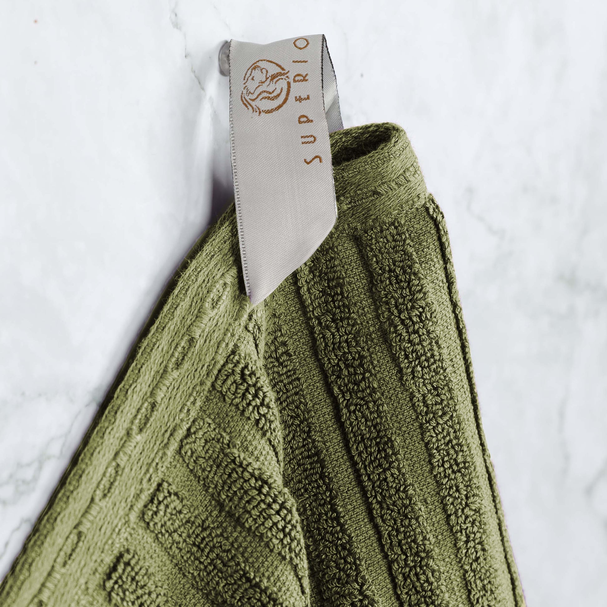 Soho Ribbed Cotton Absorbent Bath Towel Set of 4 - Sage