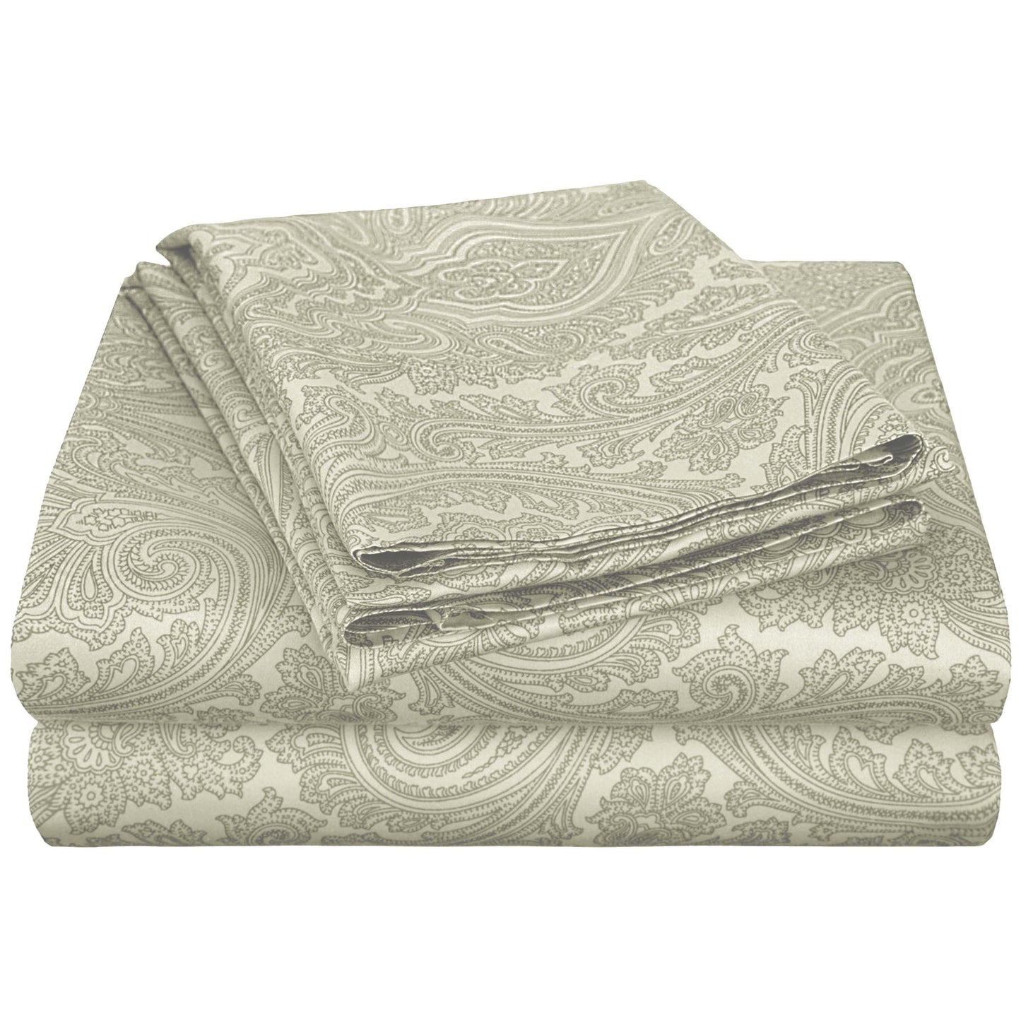 Italian Paisley 600 Thread Count Cotton Blend Deep Pocket Sheet Set - Sage