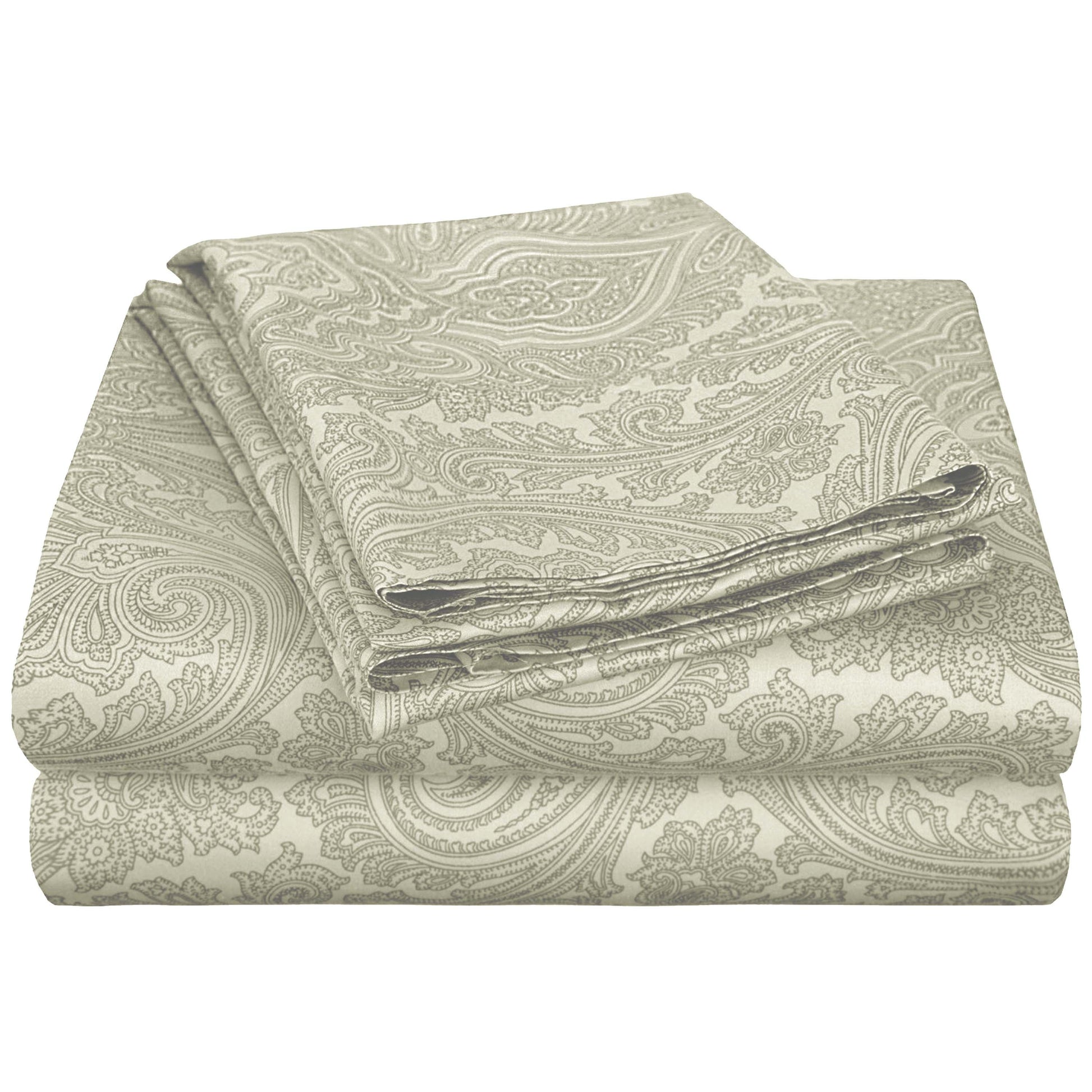 Italian Paisley 600 Thread Count Cotton Blend Deep Pocket Sheet Set - Sage