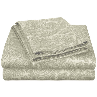 Italian Paisley 600 Thread Count Cotton Blend Deep Pocket Sheet Set - Sage