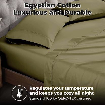 Egyptian Cotton 300 Thread Count Solid Deep Pocket Sheet Set - Sage