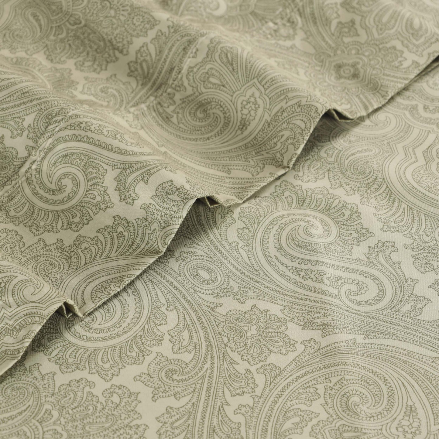 Italian Paisley 600 Thread Count Cotton Blend Deep Pocket Sheet Set - Sage