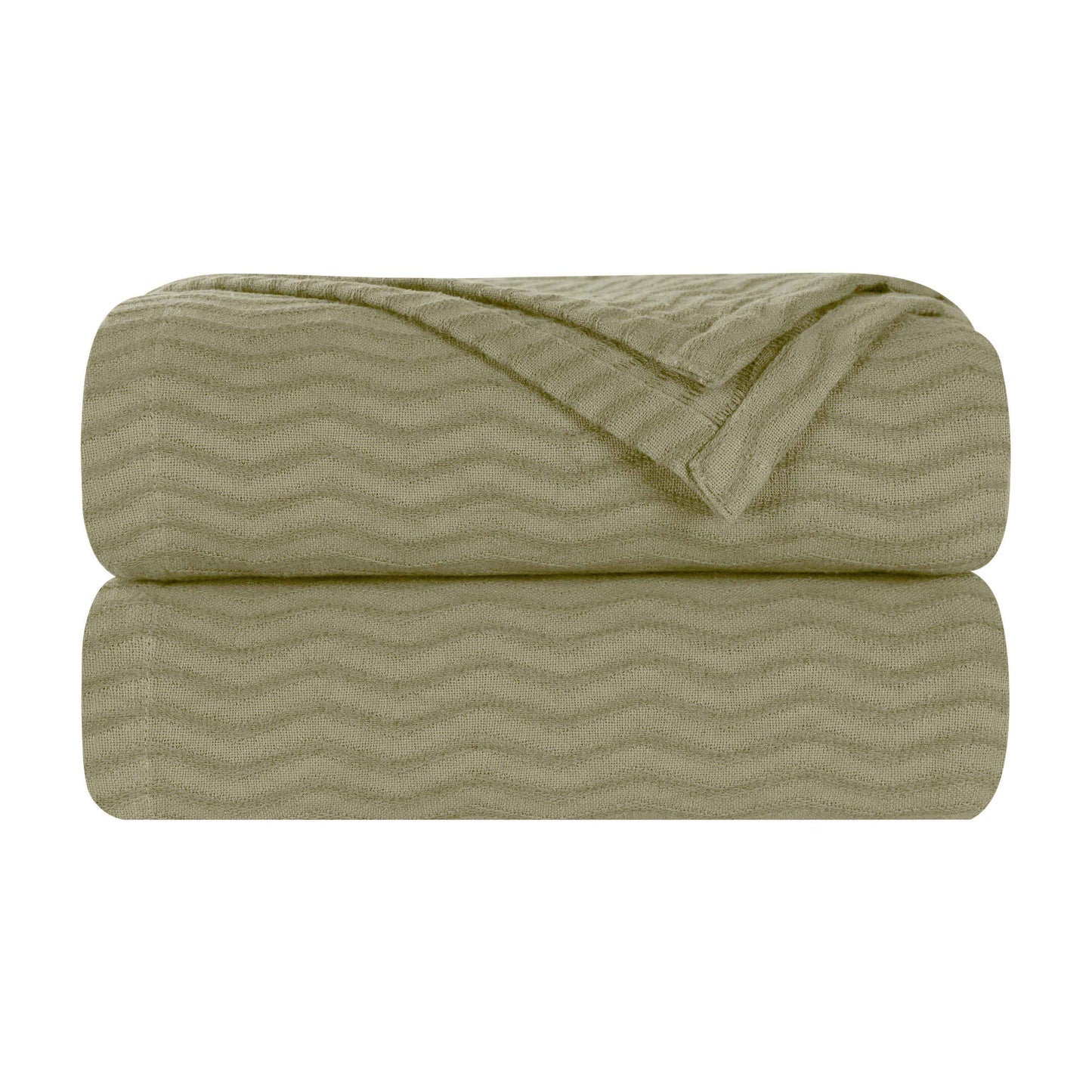 Jena Cotton Textured Chevron Lightweight Woven Blanket - Sage