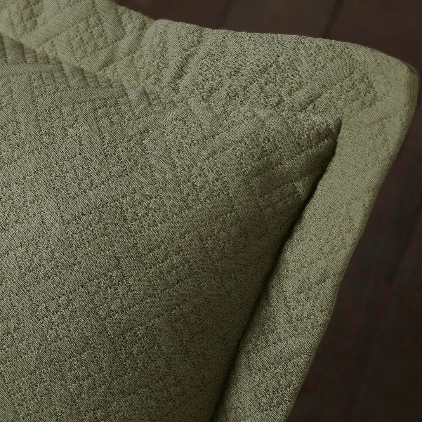 Basket Weave Matelasse Cotton Bedspread Set - Sage