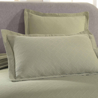 Basket Weave Matelasse Cotton Bedspread Set - Sage