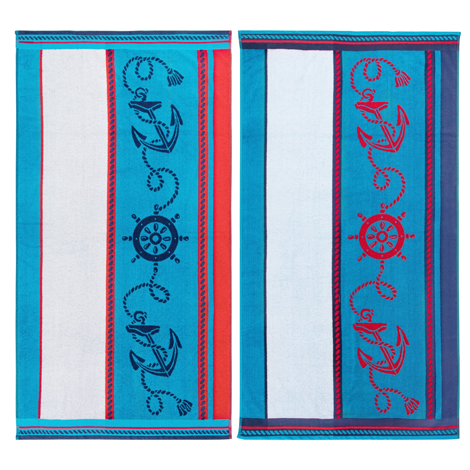 Superior Sailing Cotton Oversized Beach Towel Set - Blue