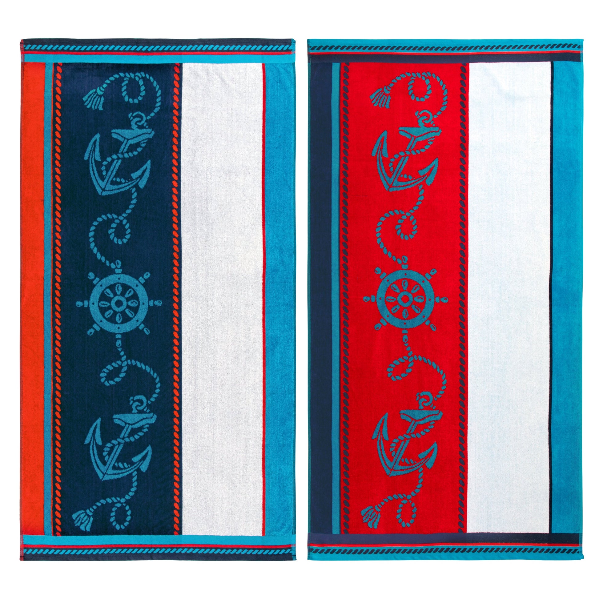 Superior Sailing Cotton Oversized Beach Towel Set - Blue
