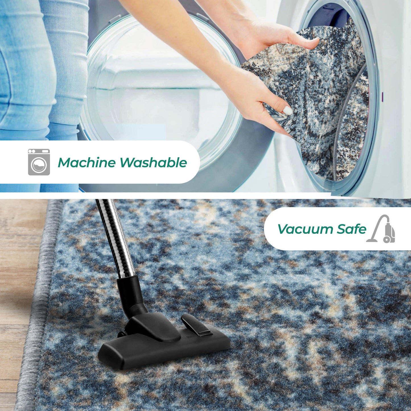 Salford Modern Medallion Non-Slip Indoor Area Rug or Runner