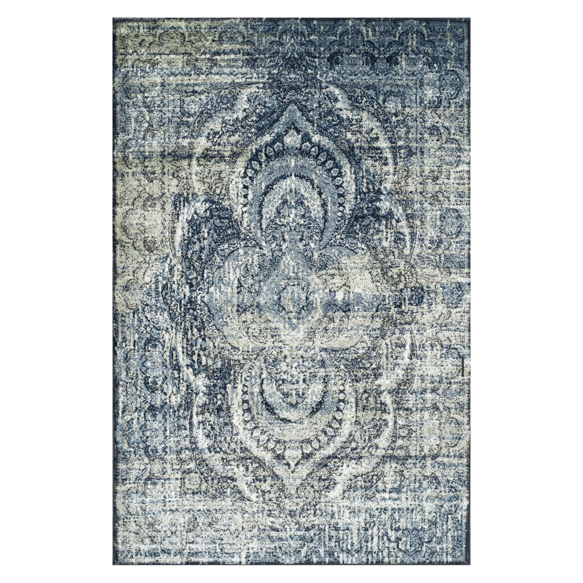 Salford Vintage Abstract Medallion Plush Indoor Area Rug Or Runner - Blue