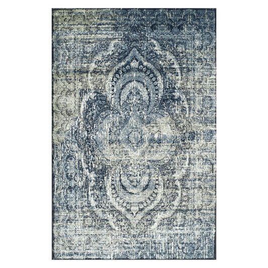 Salford Vintage Abstract Medallion Plush Indoor Area Rug Or Runner - Blue
