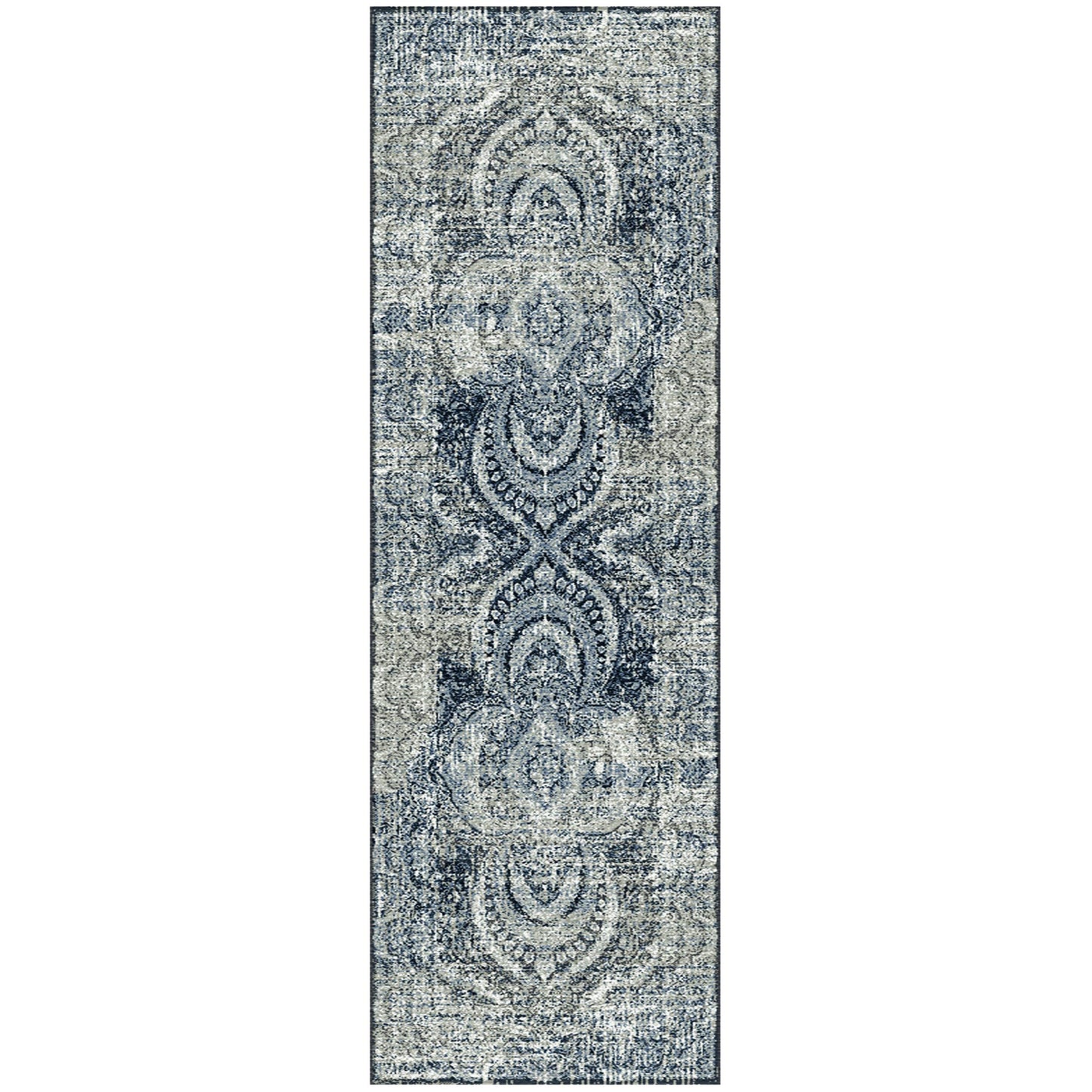 Salford Vintage Abstract Medallion Plush Indoor Area Rug Or Runner - Blue