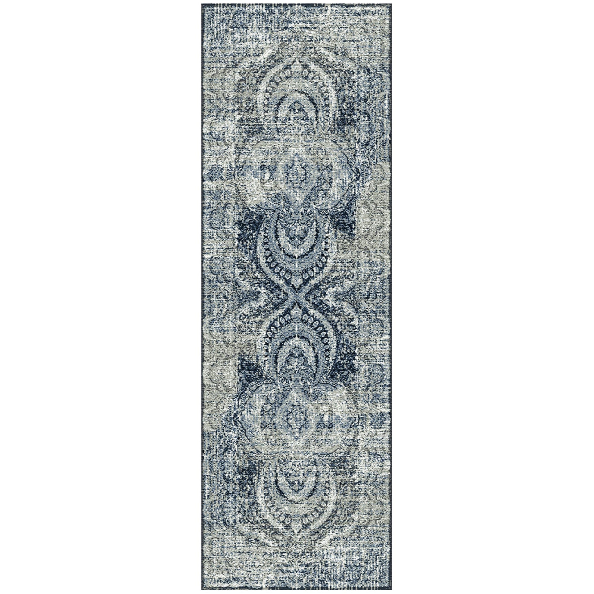 Salford Vintage Abstract Medallion Plush Indoor Area Rug Or Runner - Blue