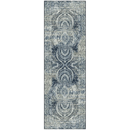 Salford Vintage Abstract Medallion Plush Indoor Area Rug Or Runner - Blue