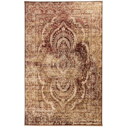 Salford Vintage Abstract Medallion Plush Indoor Area Rug Or Runner - Maroon