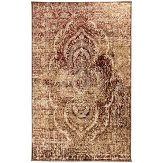 Salford Vintage Abstract Medallion Plush Indoor Area Rug Or Runner - Maroon