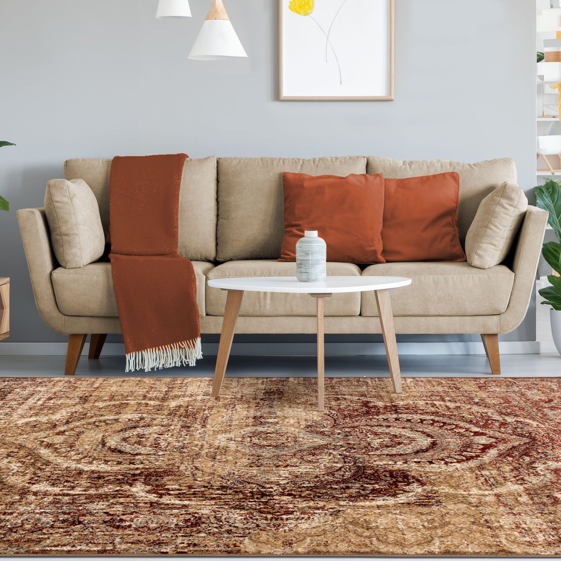Salford Vintage Abstract Medallion Plush Indoor Area Rug Or Runner - Maroon