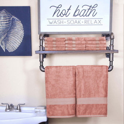 Ultra-Soft Rayon from Bamboo Cotton Blend Bath and Face Towel Set - Salmon