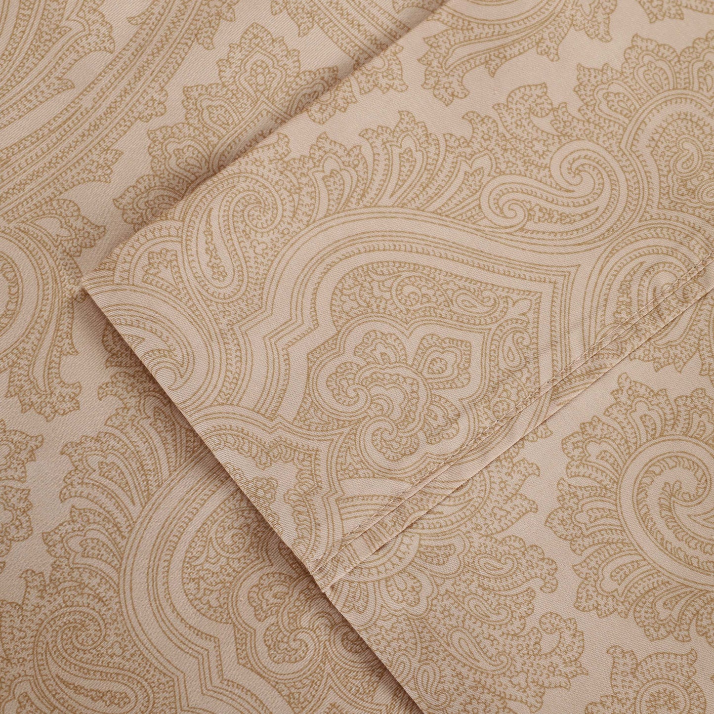 Italian Paisley 600 Thread Count Cotton Blend 2-Piece Pillowcase Set - Sand