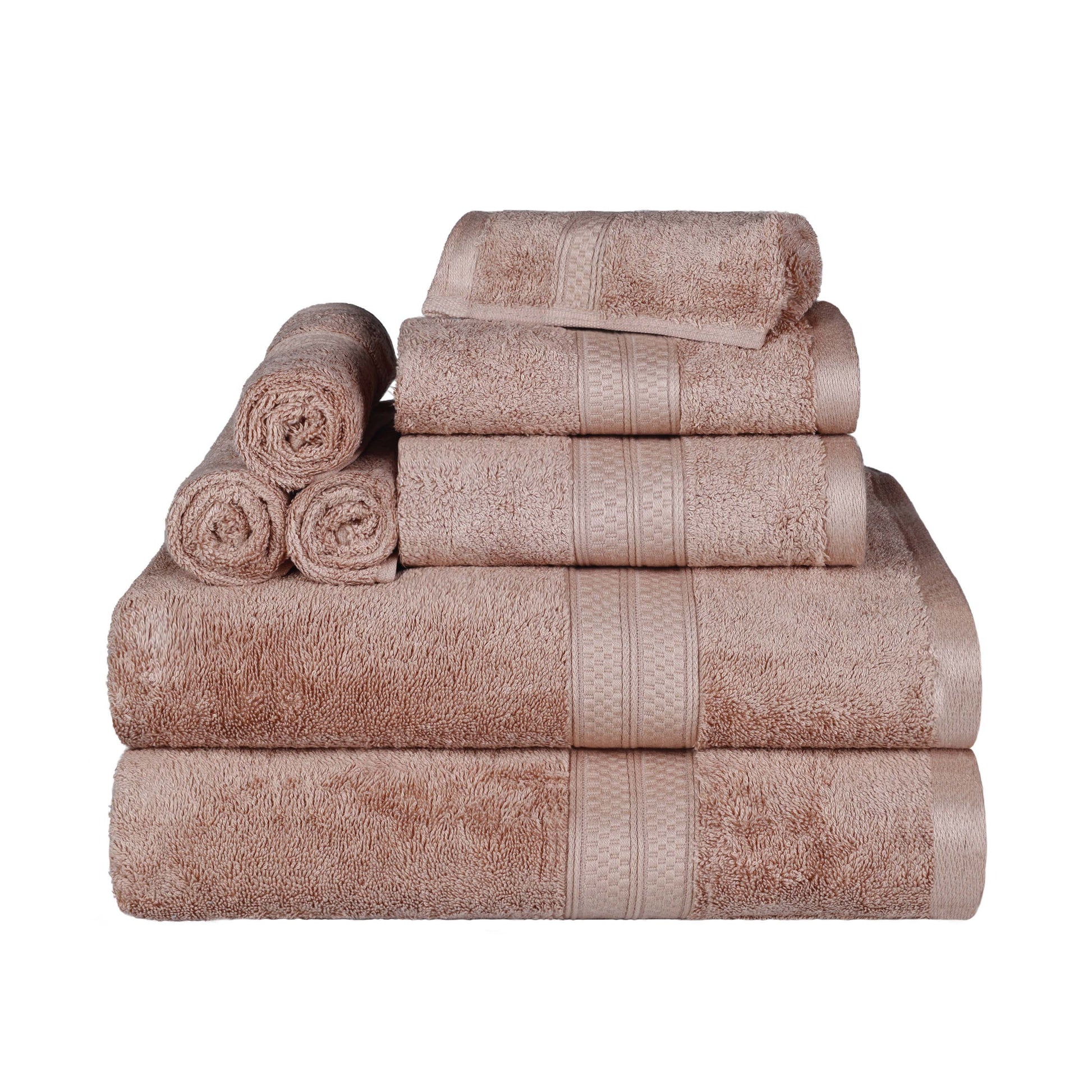 Ultra-Soft Rayon from Bamboo Cotton Blend 8 Piece Towel Set - Sand