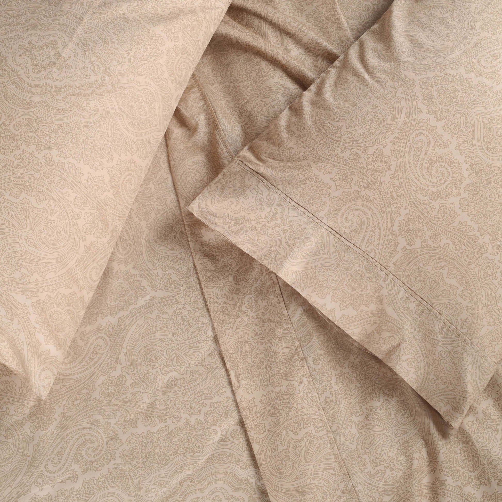 Italian Paisley 600 Thread Count Cotton Blend Deep Pocket Sheet Set - Sand