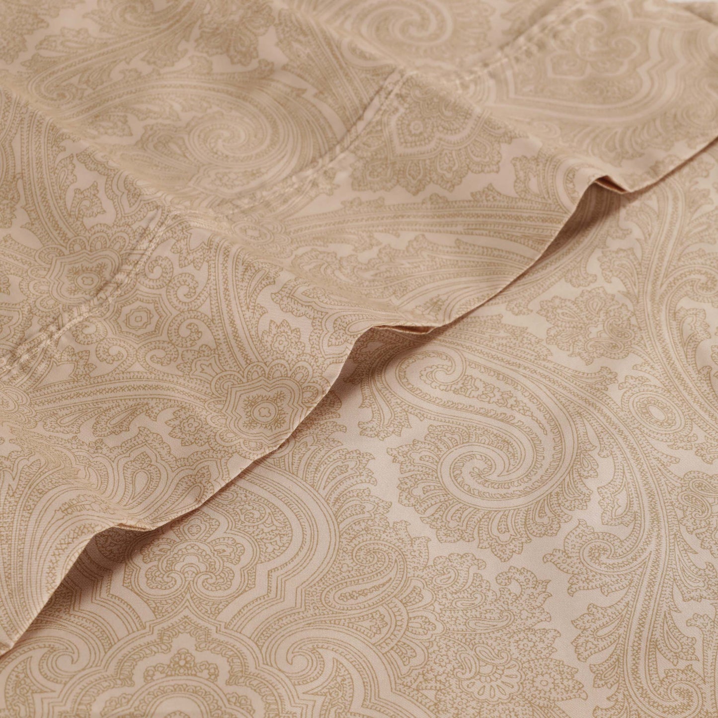 Italian Paisley 600 Thread Count Cotton Blend Deep Pocket Sheet Set - Sand