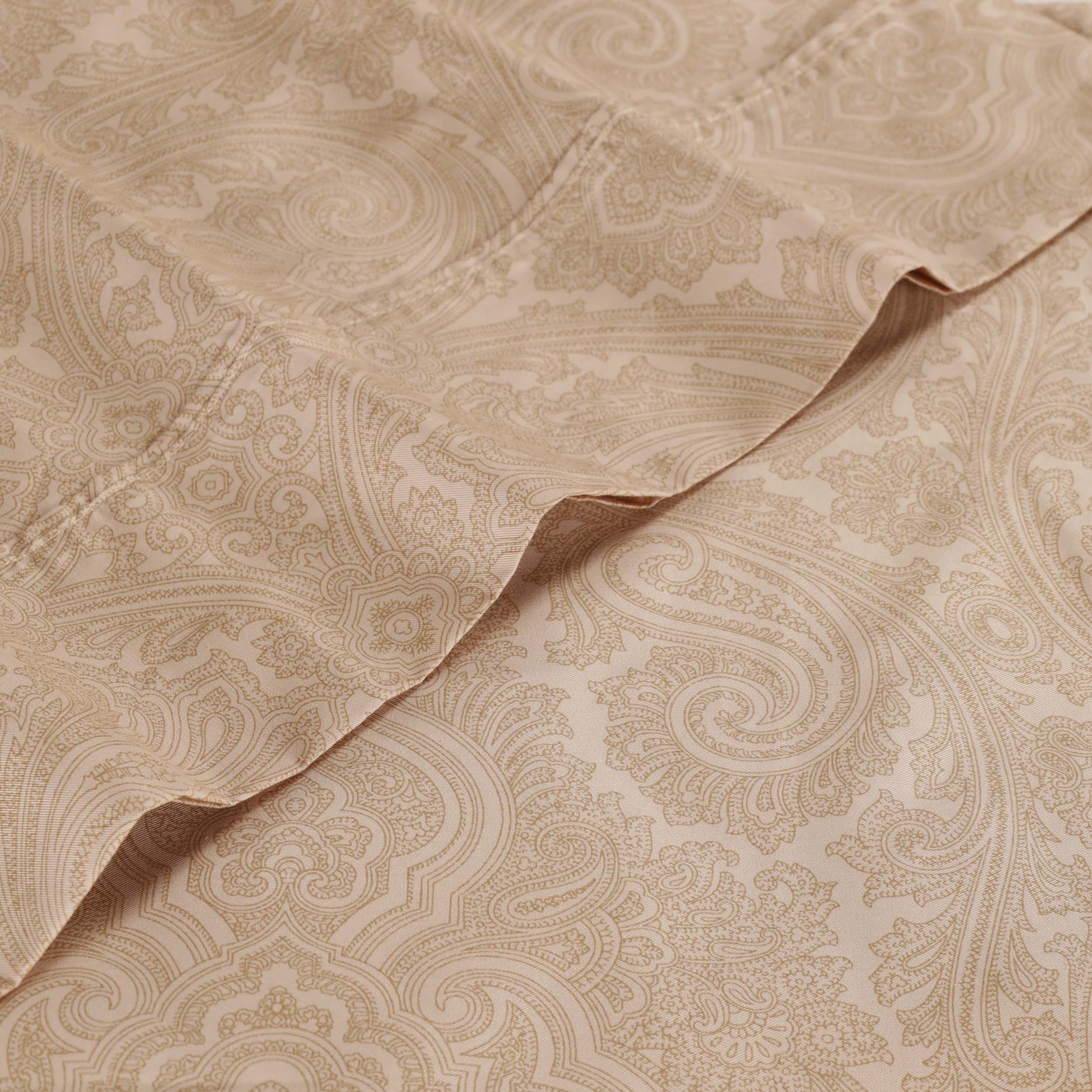Italian Paisley 600 Thread Count Cotton Blend Deep Pocket Sheet Set - Sand