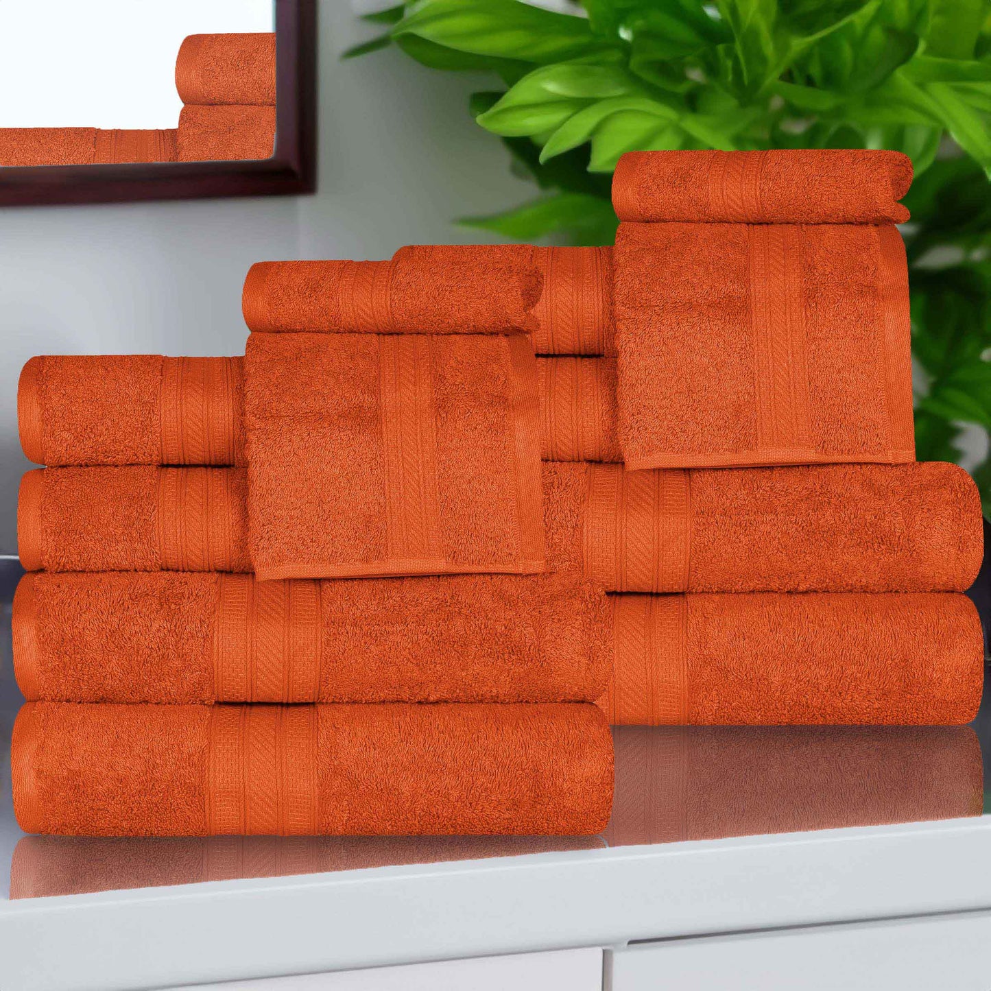 Atlas Cotton Plush Absorbent Heavyweight 12 Piece Assorted Towel Set - Sandstone