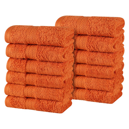 Atlas Cotton Absorbent Heavyweight Face Towel Washcloth Set of 12 - Sandstone