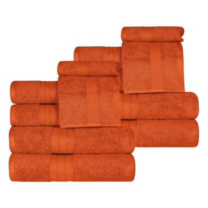 Atlas Cotton Plush Absorbent Heavyweight 12 Piece Assorted Towel Set - Sandstone