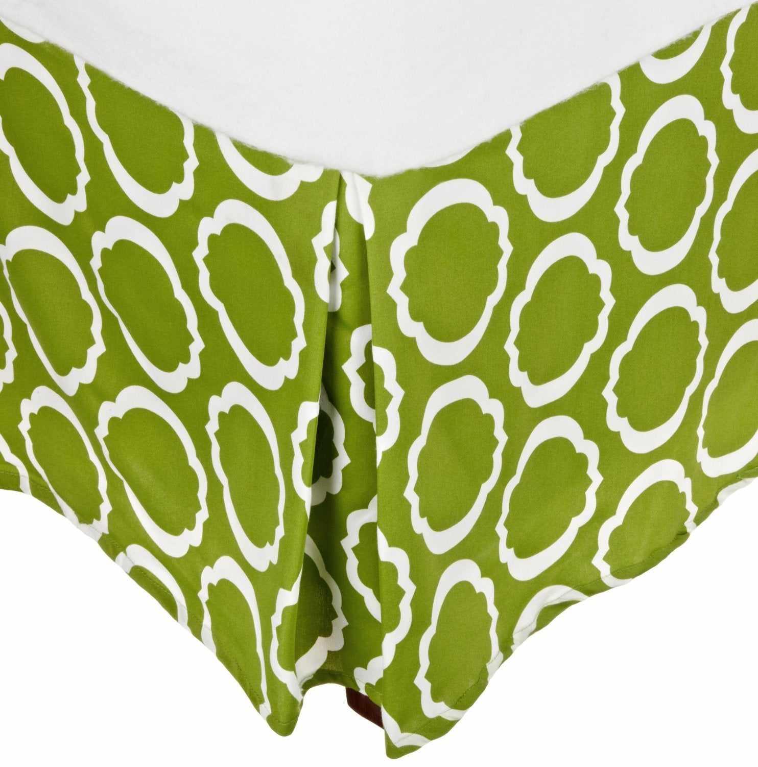 Superior Cotton Blend 15 Inch Drop Bed Skirt - Green/White