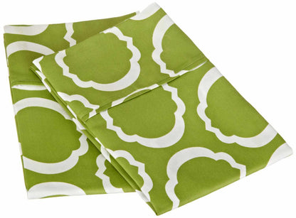 Superior Scroll Park Cotton and Polyester Blend Modern Geometric 2-Piece Pillowcase Set - Green/white