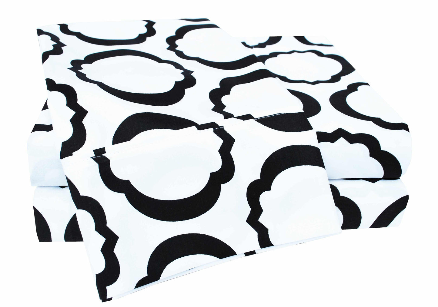 Superior Scroll Park Decorative Cotton-Blend Sheet Set - White/black