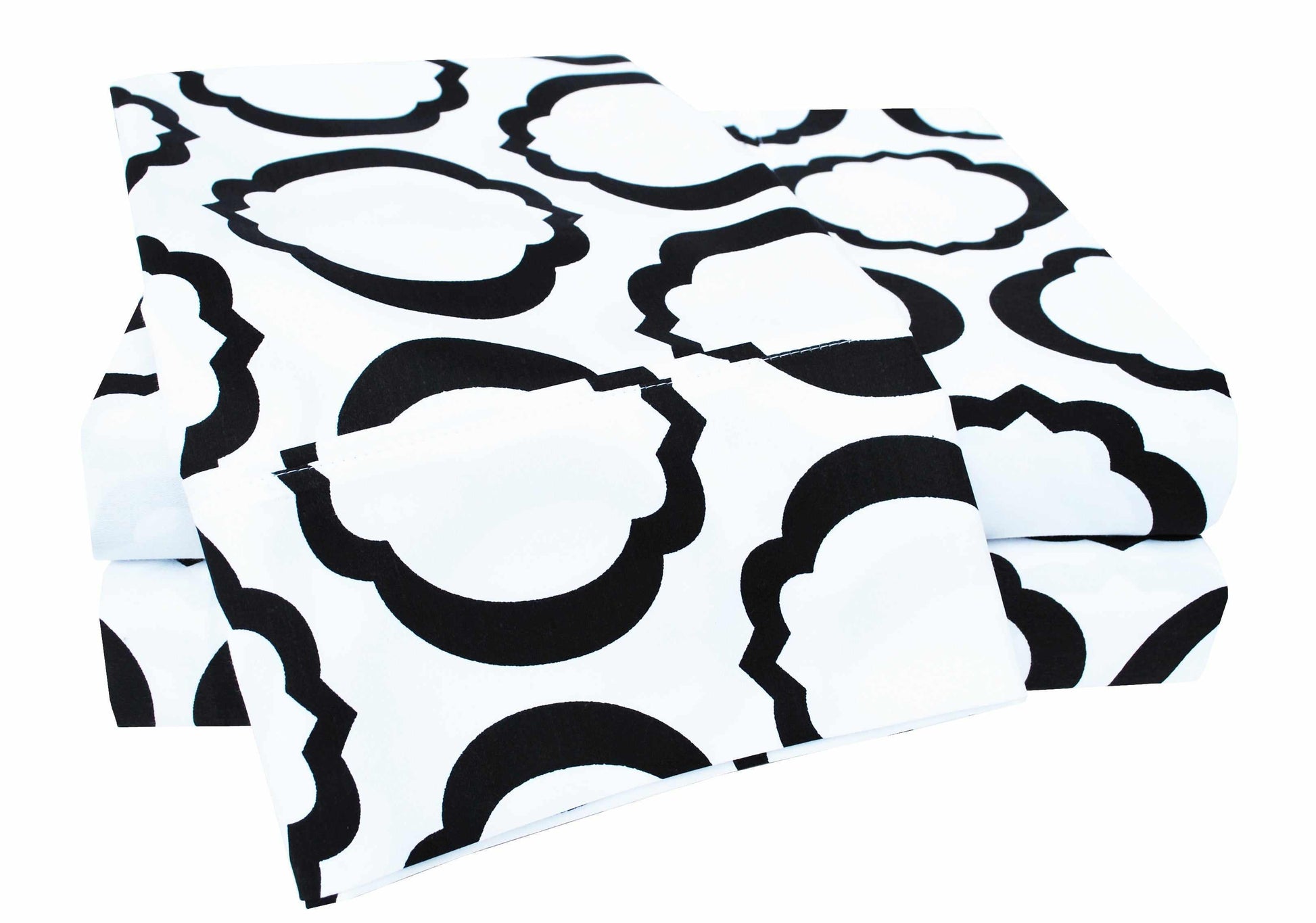 Superior Scroll Park Decorative Cotton-Blend Sheet Set - White/black