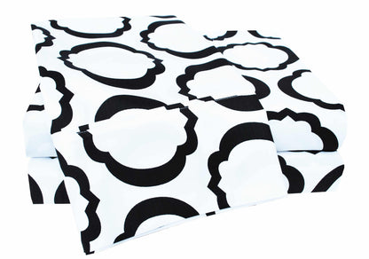 Superior Scroll Park Decorative Cotton-Blend Sheet Set - White/black