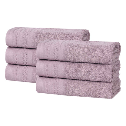 Honeycomb Textured Waffle Border Cotton Face Towels, Set of 6