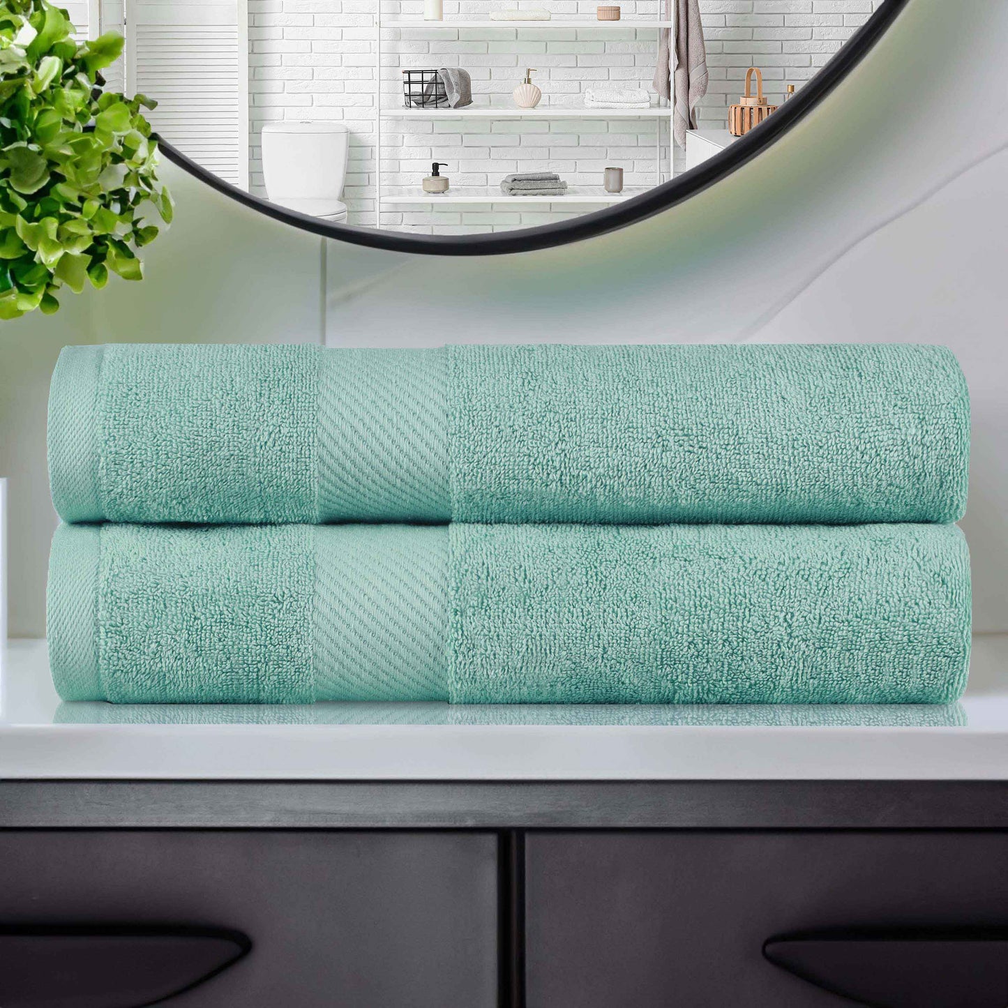 Kendell Egyptian Cotton Solid Medium Weight Bath Towel Set of 2