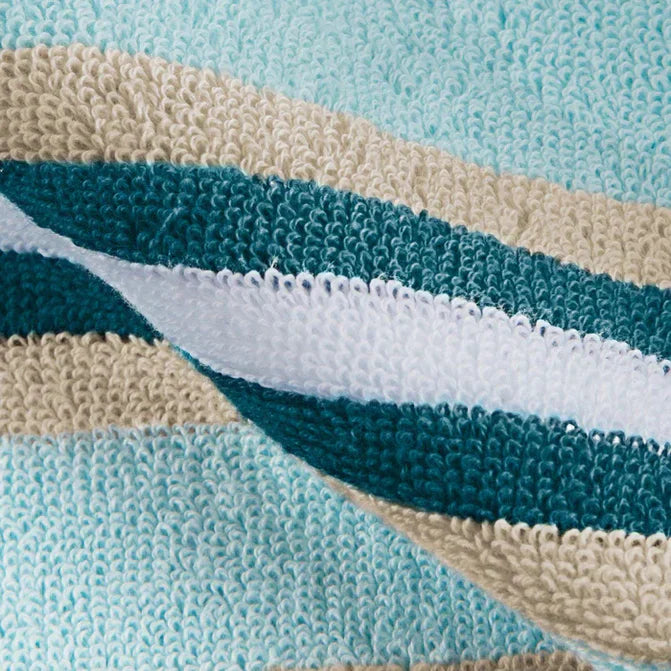 Cotton Striped Medium Weight 2 Piece Bath Towel Set - SeaFoam