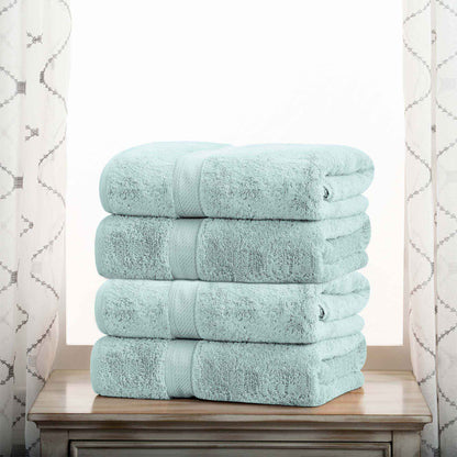 Egyptian Cotton Pile Plush Heavyweight Absorbent Bath Towel (Set of 4) - Seafoam