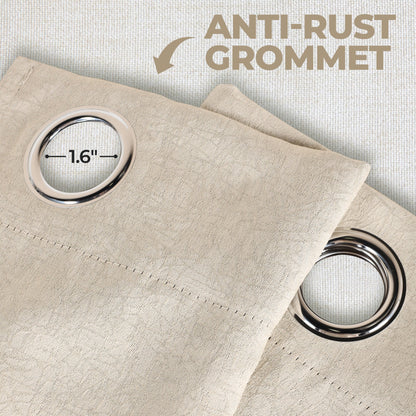 Blackout Senna Solid Textured Grommet Curtain Panels - Beige