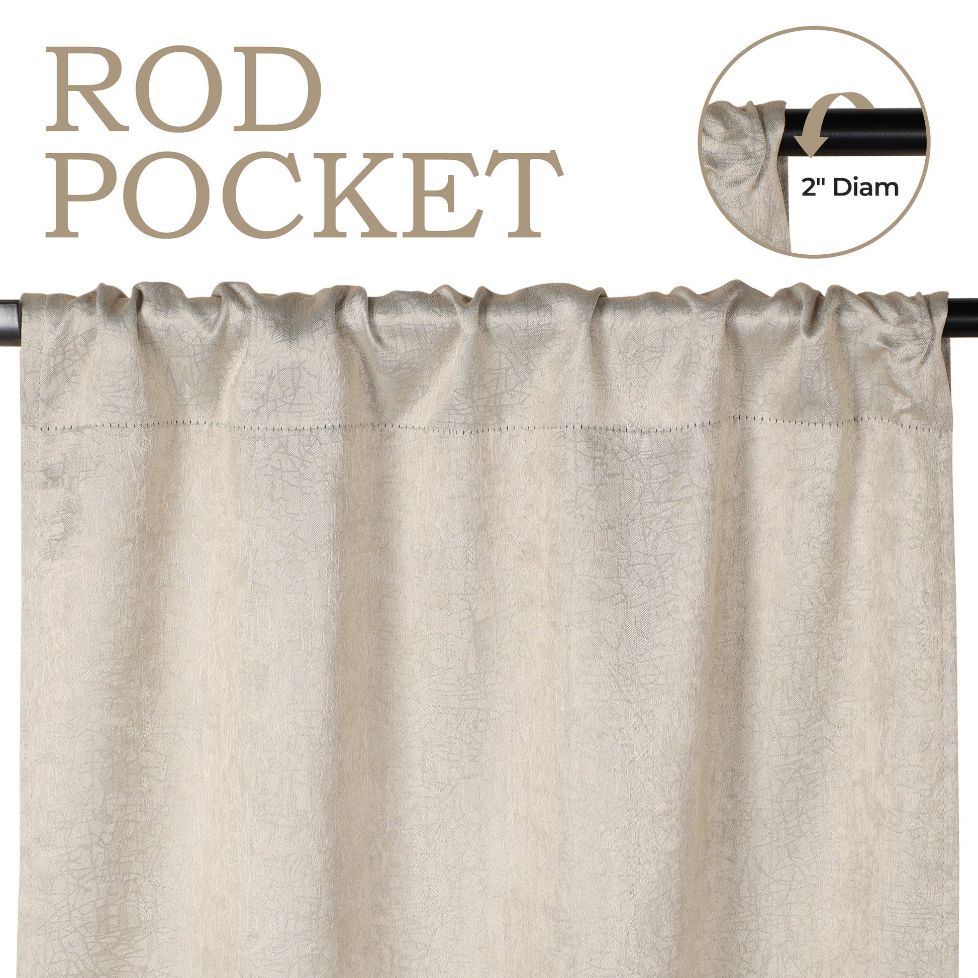 Blackout Senna Solid Textured Grommet Curtain Panels - Beige