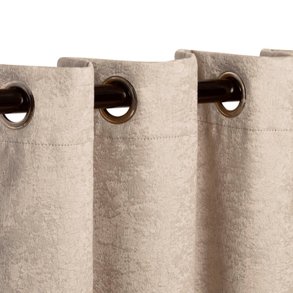 Blackout Senna Solid Textured Grommet Curtain Panels - Beige