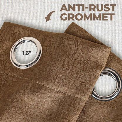 Blackout Senna Solid Textured Grommet Curtain Panels - Bronze Olive