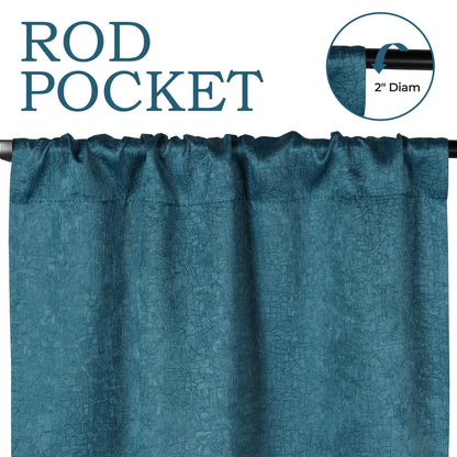 Blackout Senna Solid Textured Grommet Curtain Panels - Deep Sea