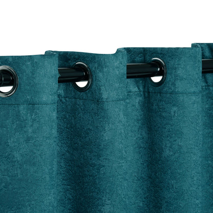 Blackout Senna Solid Textured Grommet Curtain Panels - Deep Sea