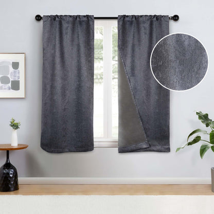 Blackout Senna Solid Textured Grommet Curtain Panels - Midnight Blue